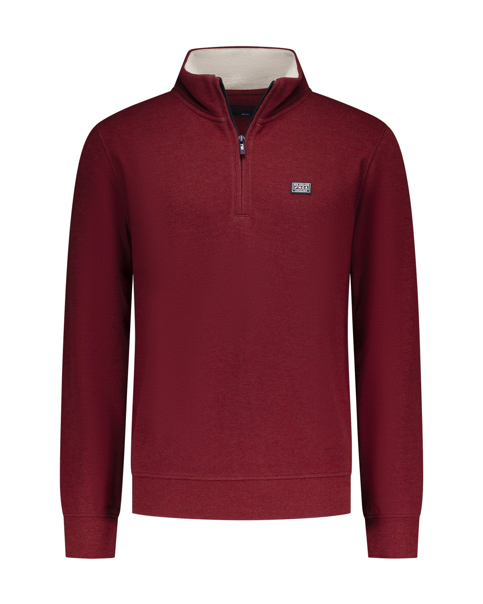 CHERRY RED MELANGE - PULLOVER WITH HALF ZIP