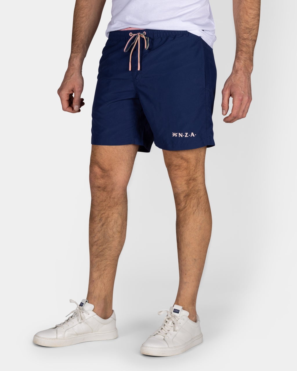 SOLID NAVY SWIM SHORTS WITH PINK DETAILS