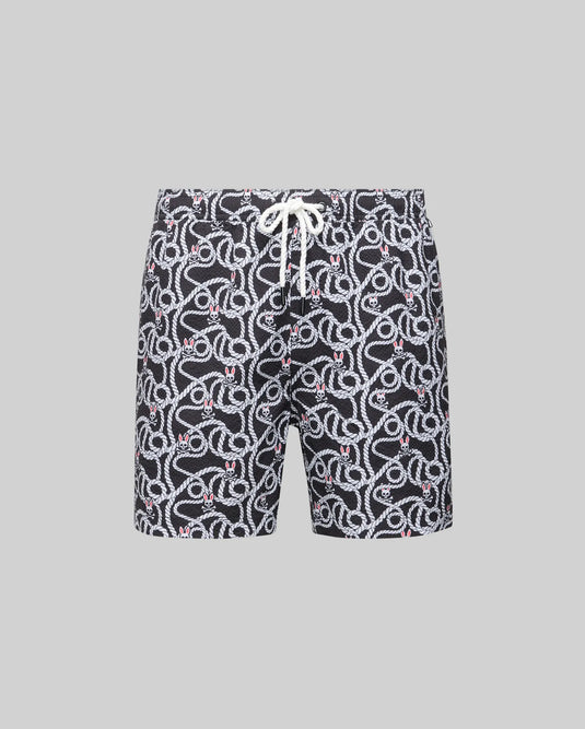 Mens Cyrus All Over Print Swim Trunk - Black