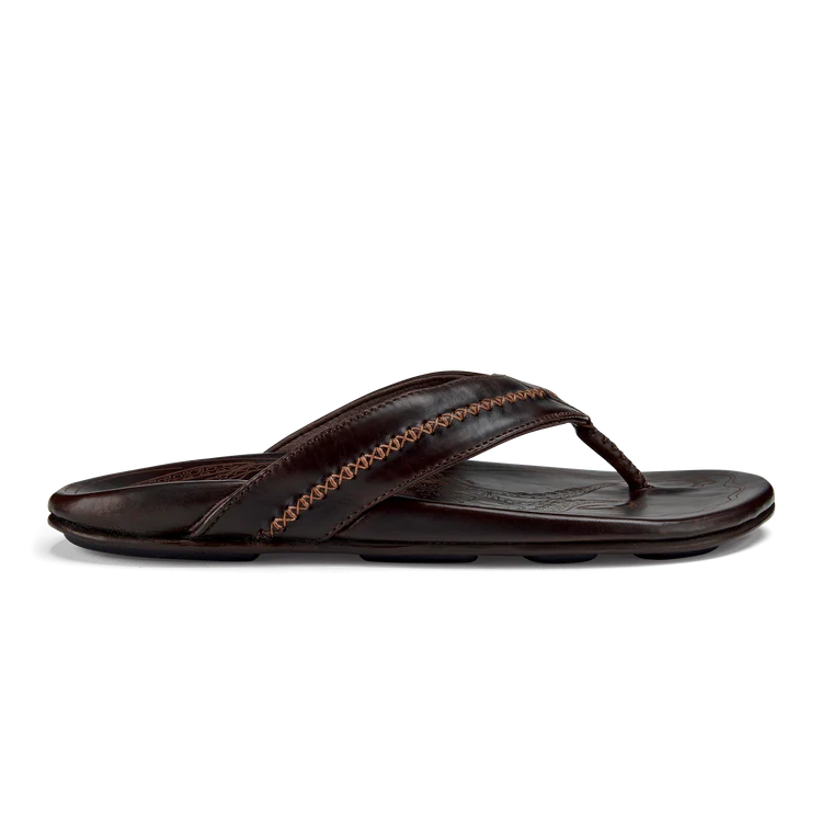 Mea Ola Men’s Leather Beach Sandals - Dark Java
