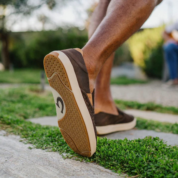 Lae'ahi Lauhala Men’s Woven Leather Shoes - Dark Java