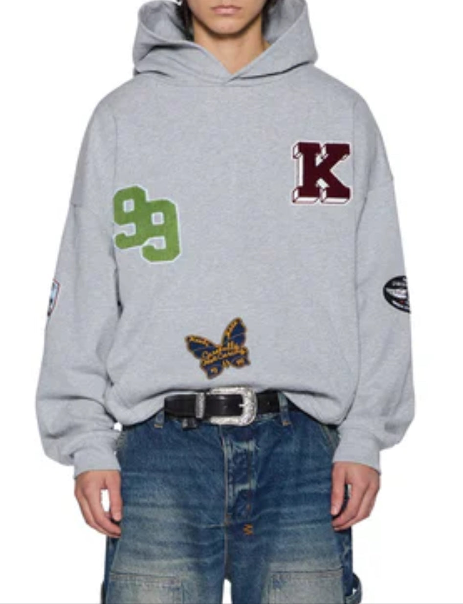 Patched Ekcess Hoodie - Grey Marle