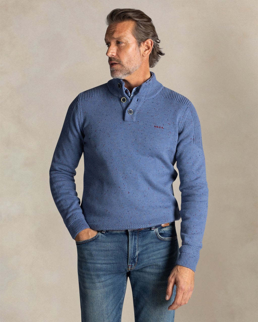 HALF-BUTTON PULLOVER - BLUE