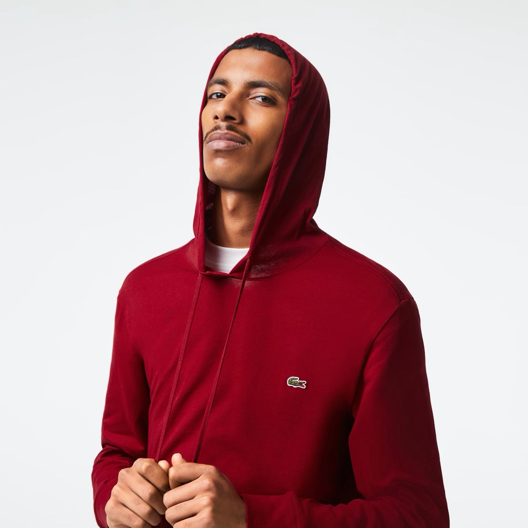 Cotton Jersey Hooded T-Shirt Burgundy
