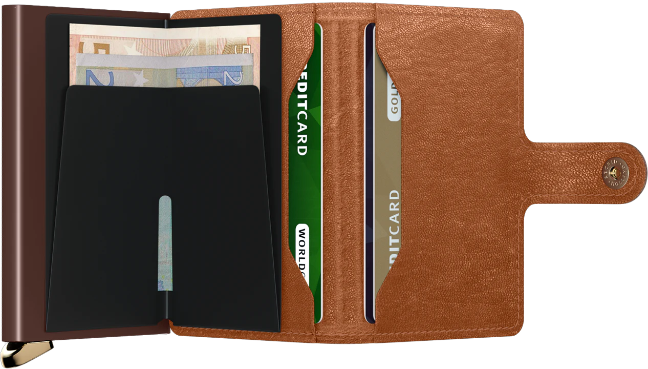 Premium Miniwallet Emboss Lines Cognac