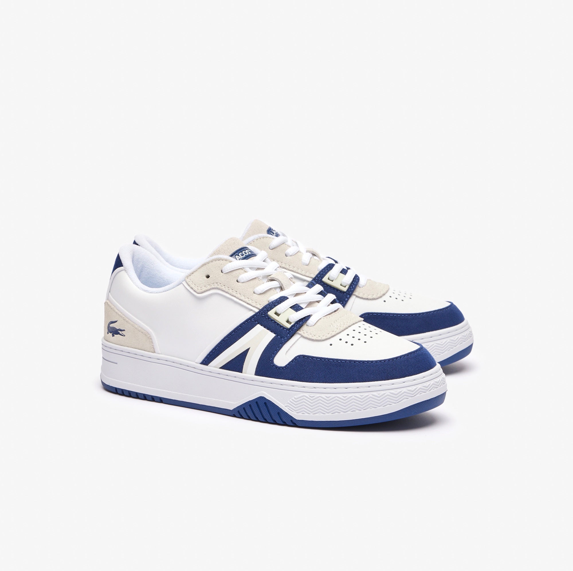 L001 Contrasted Leather Sneakers White/Navy