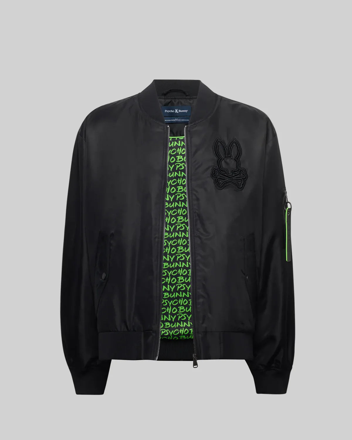 Mens David Oversized Satin Bomber - Black