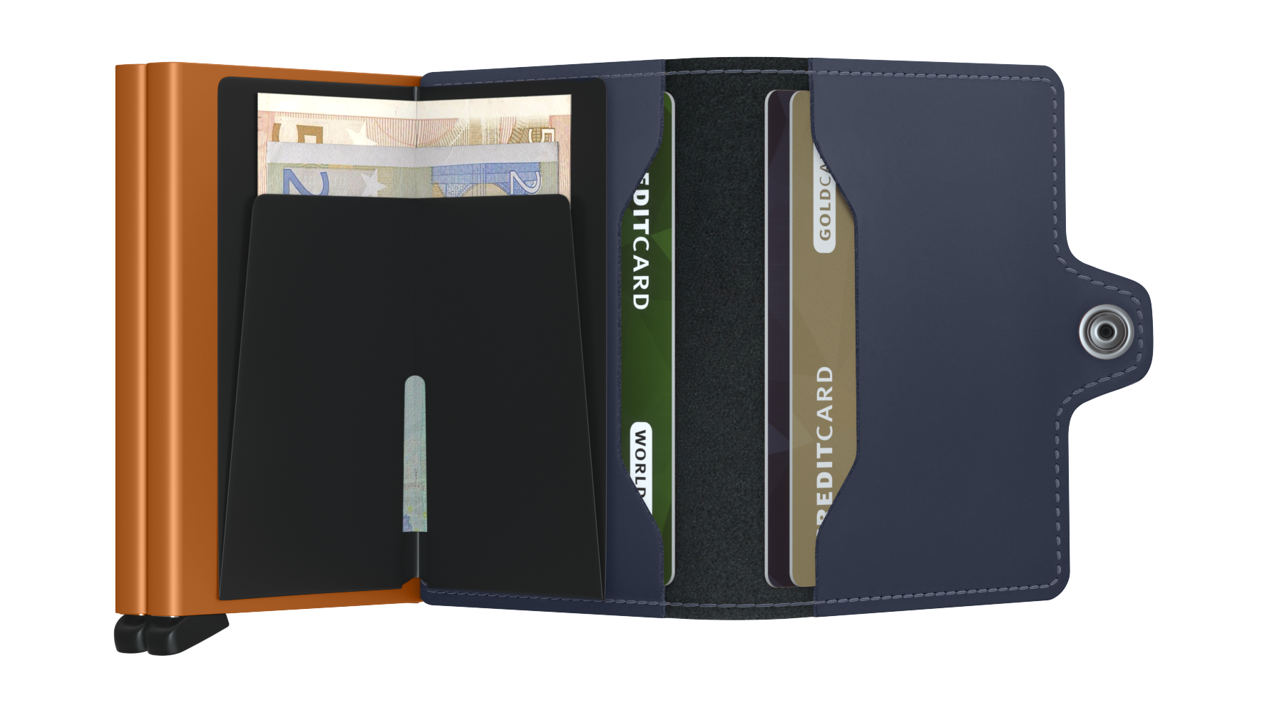 Twinwallet Matte Nightblue/Orange RFID Secure