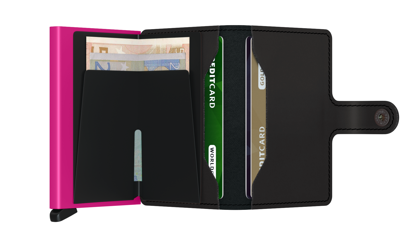 Miniwallet Matte Black/Fuchsia RFID Secure