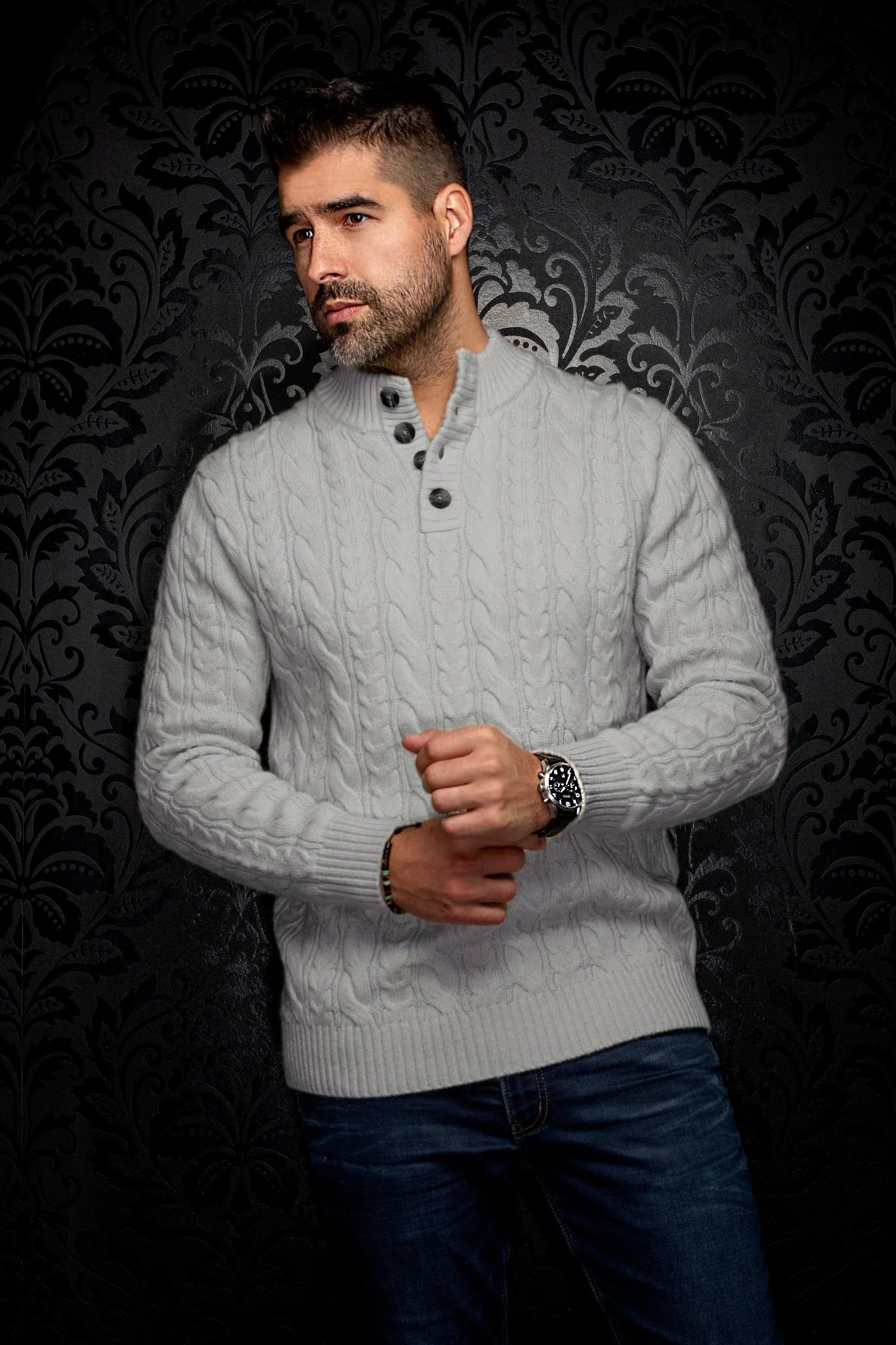 SWEATER IN MERINOS WOOL | OSLO, LIGHT GREY