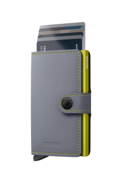 Miniwallet Matte Grey / Lime RFID Secure