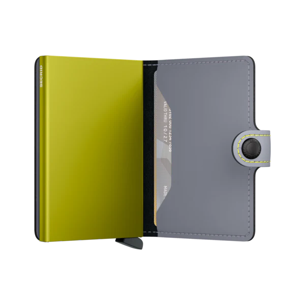 Miniwallet Matte Grey / Lime RFID Secure