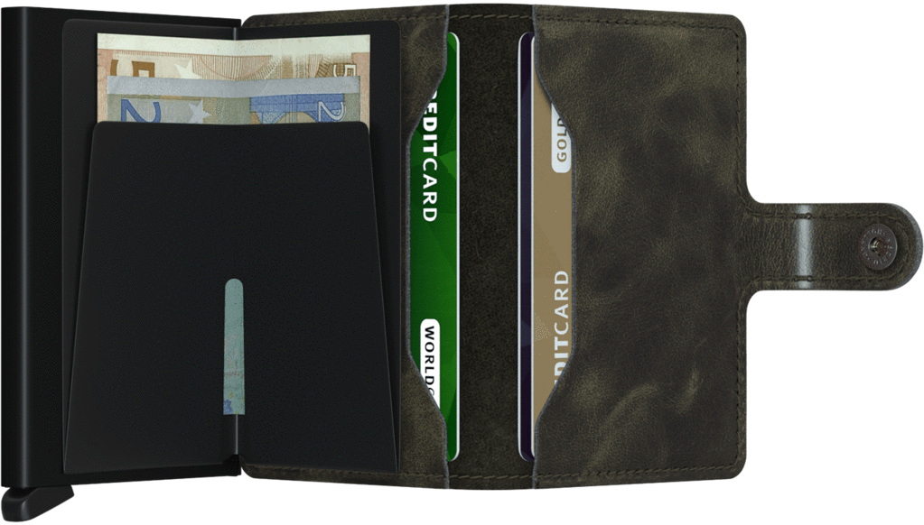 Miniwallet Vintage Olive-Black RFID Secure