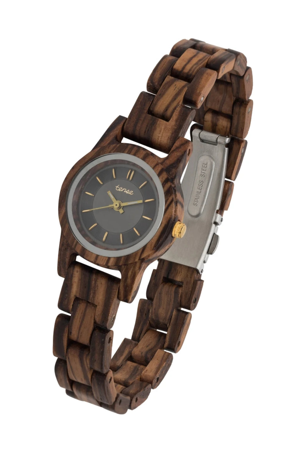 Womenβs mini Hampton 2 Zebrawood Wooden Watch