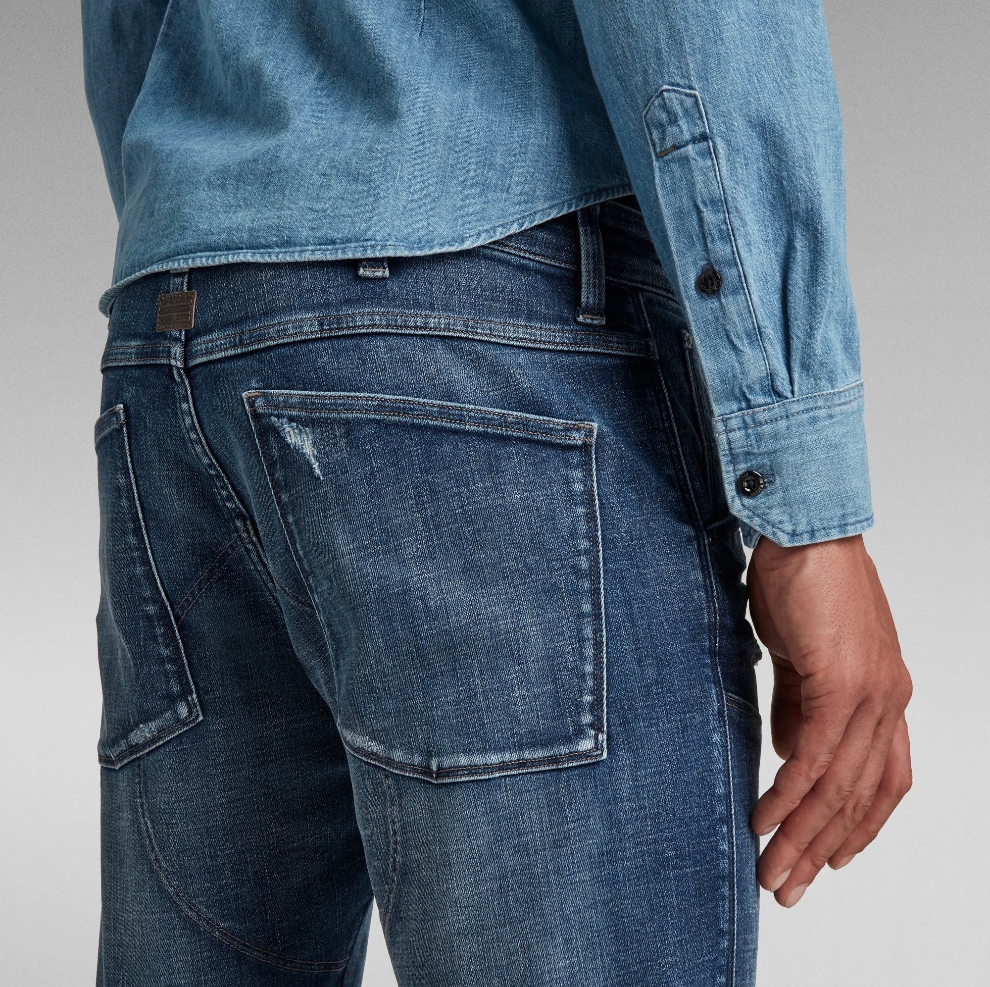 5620 3D Zip Knee Skinny Elwood Superstretch Faded Ripped Baltic Sea