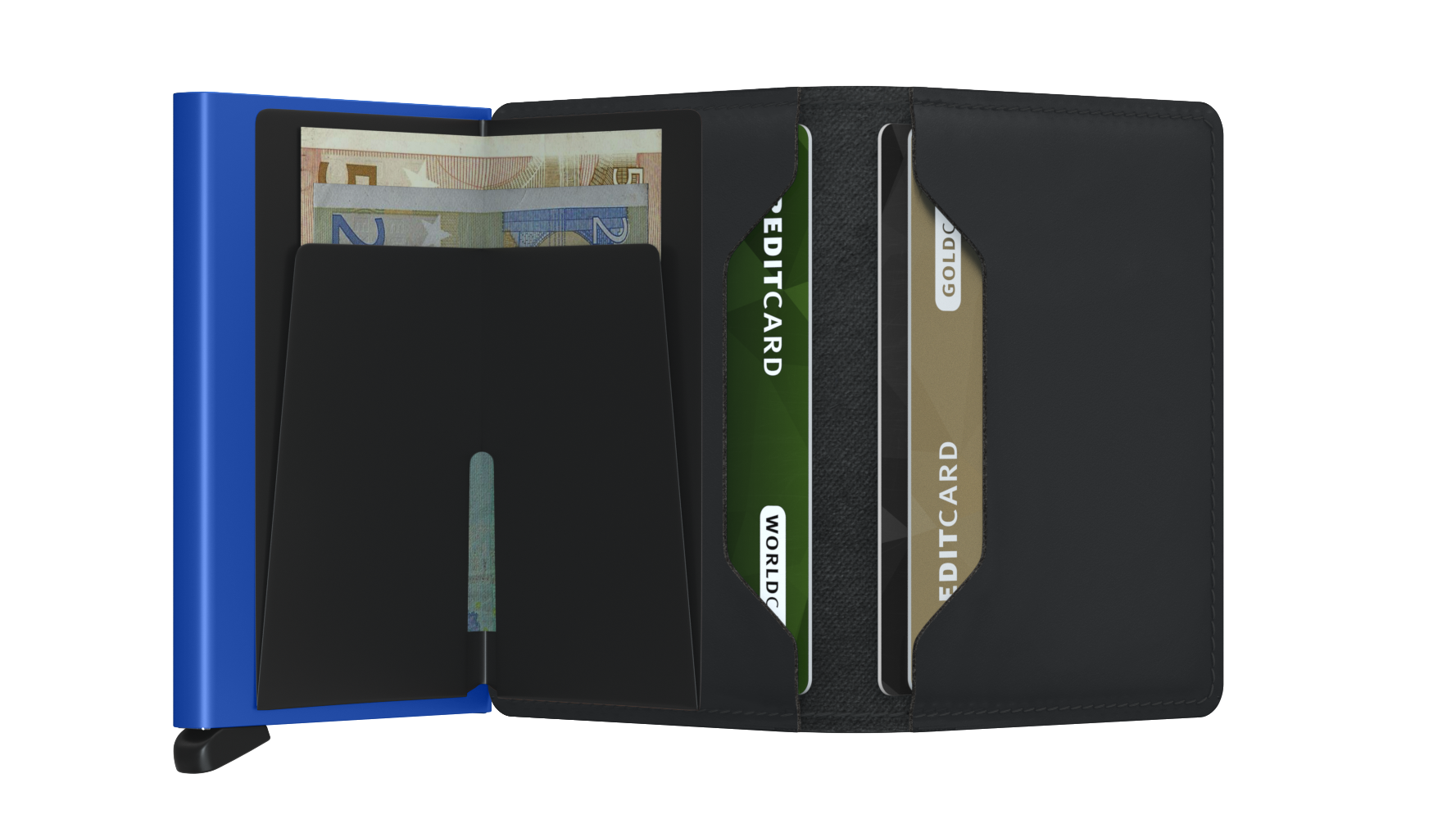 Slimwallet Matte Black/Blue RFID Secure