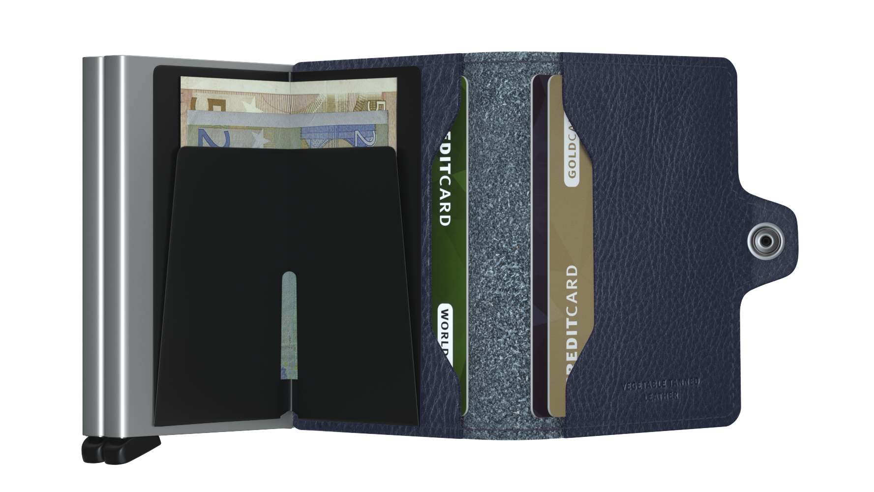 Twinwallet Veg Navy/silver RFID Secure