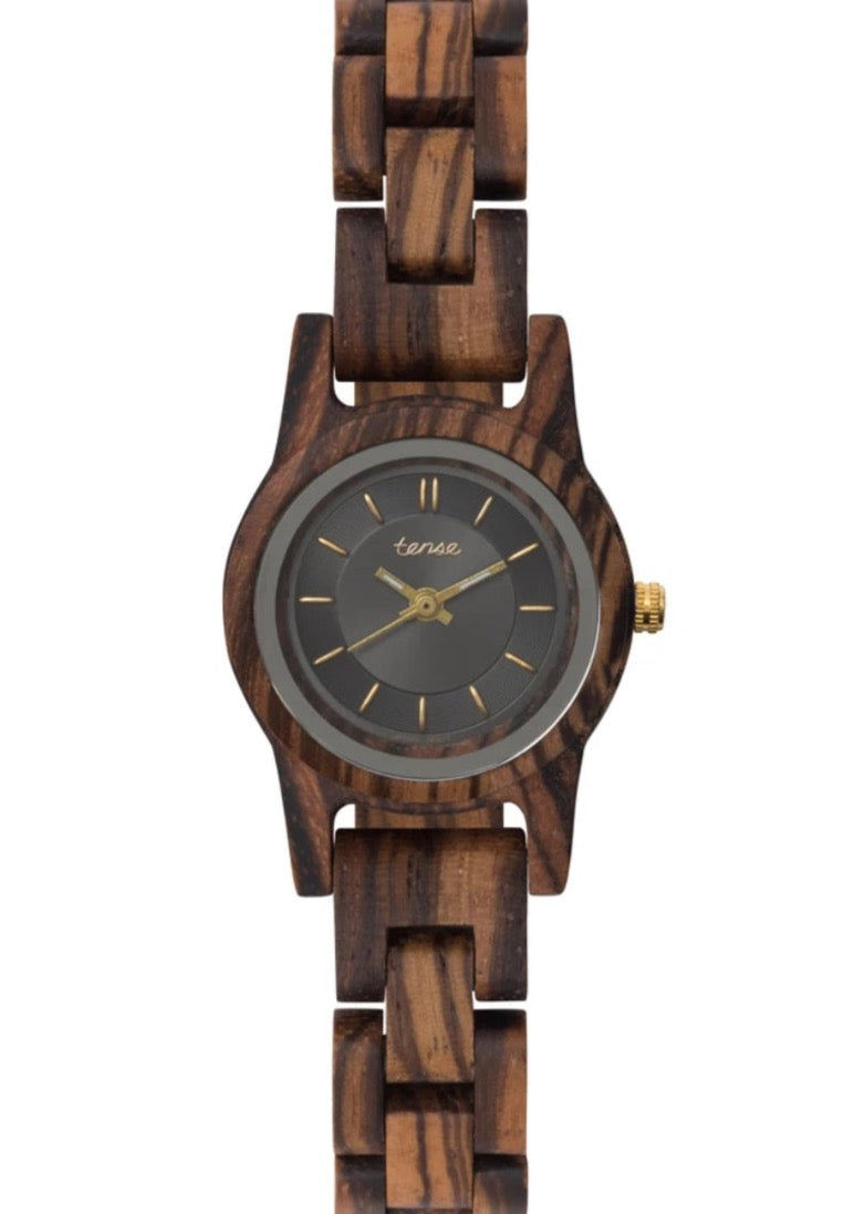 Womenβs mini Hampton 2 Zebrawood Wooden Watch