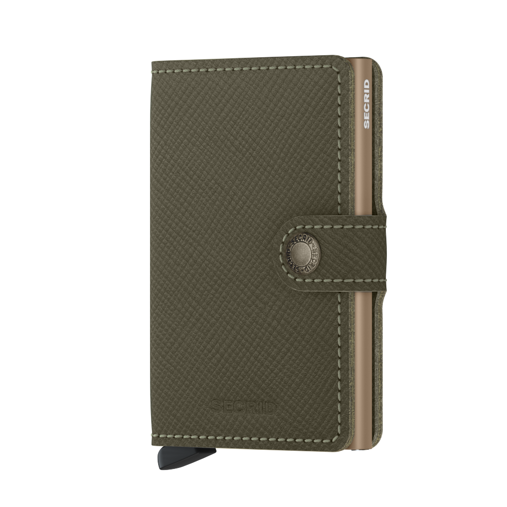 Miniwallet Saffiano Olive Green RFID Secure