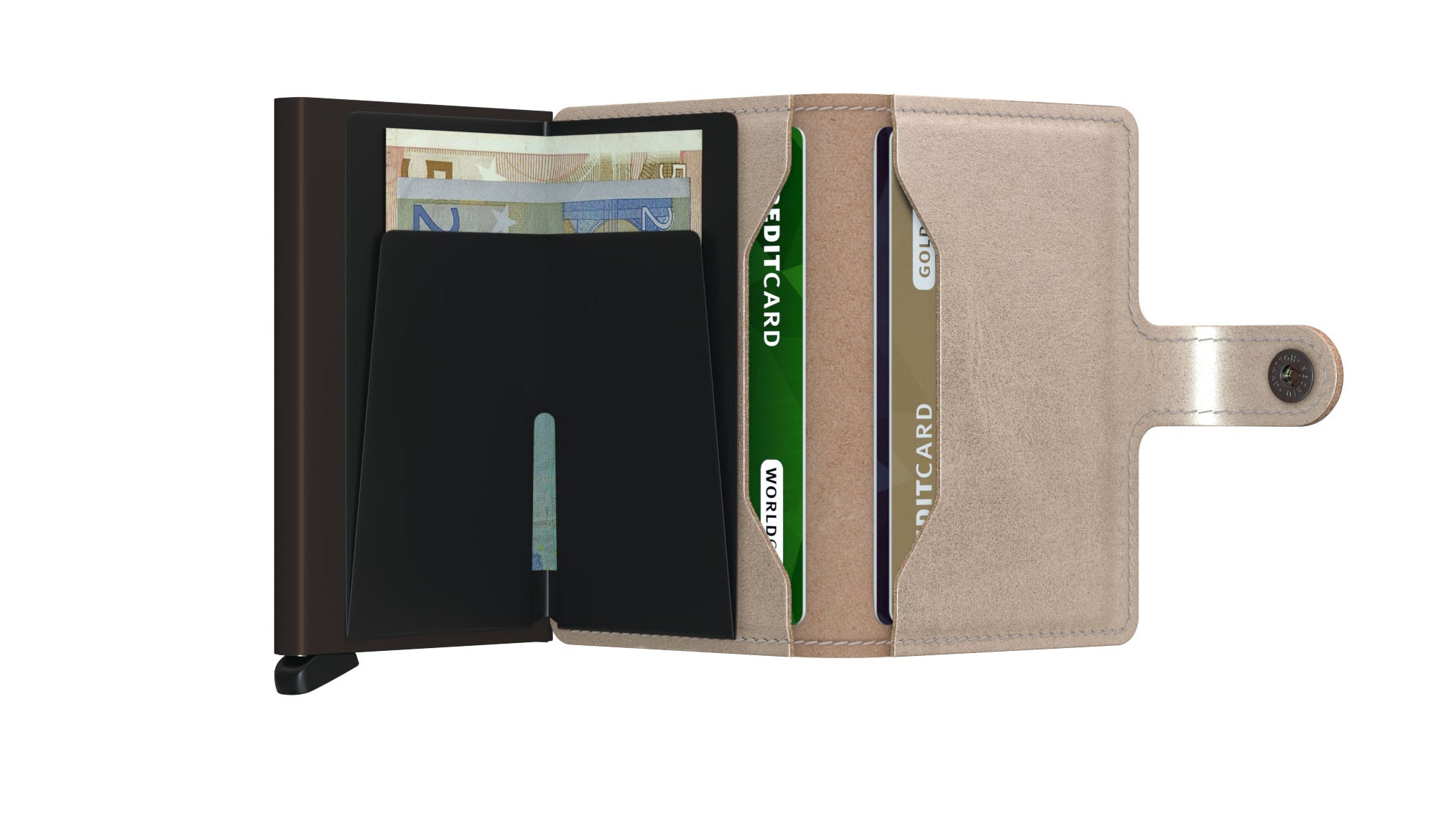Miniwallet Metallic Champagne/Brown RFID Secure