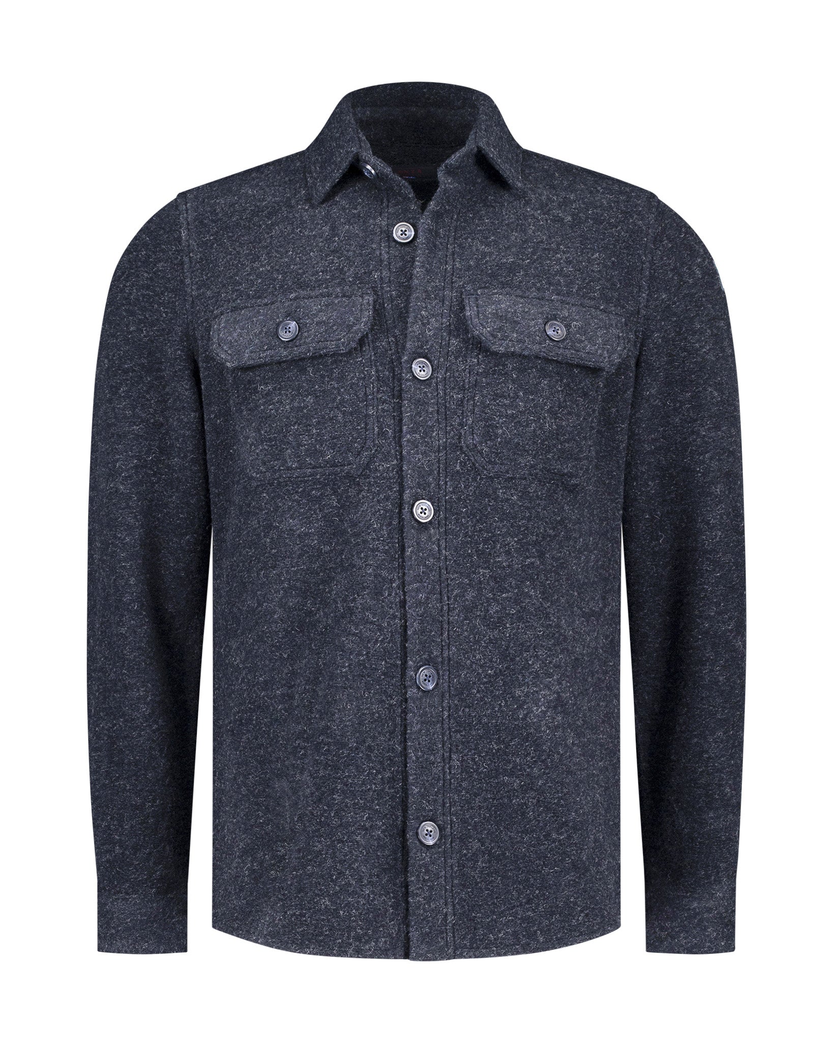 SHORT WOOL OVERSHIRT - ICON NAVY MELANGE