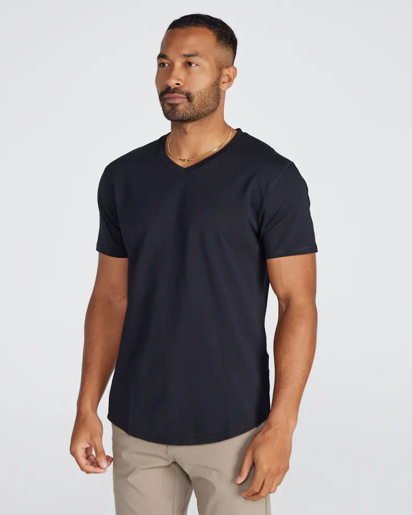 Drop-Cut V-Neck: LUX - Black