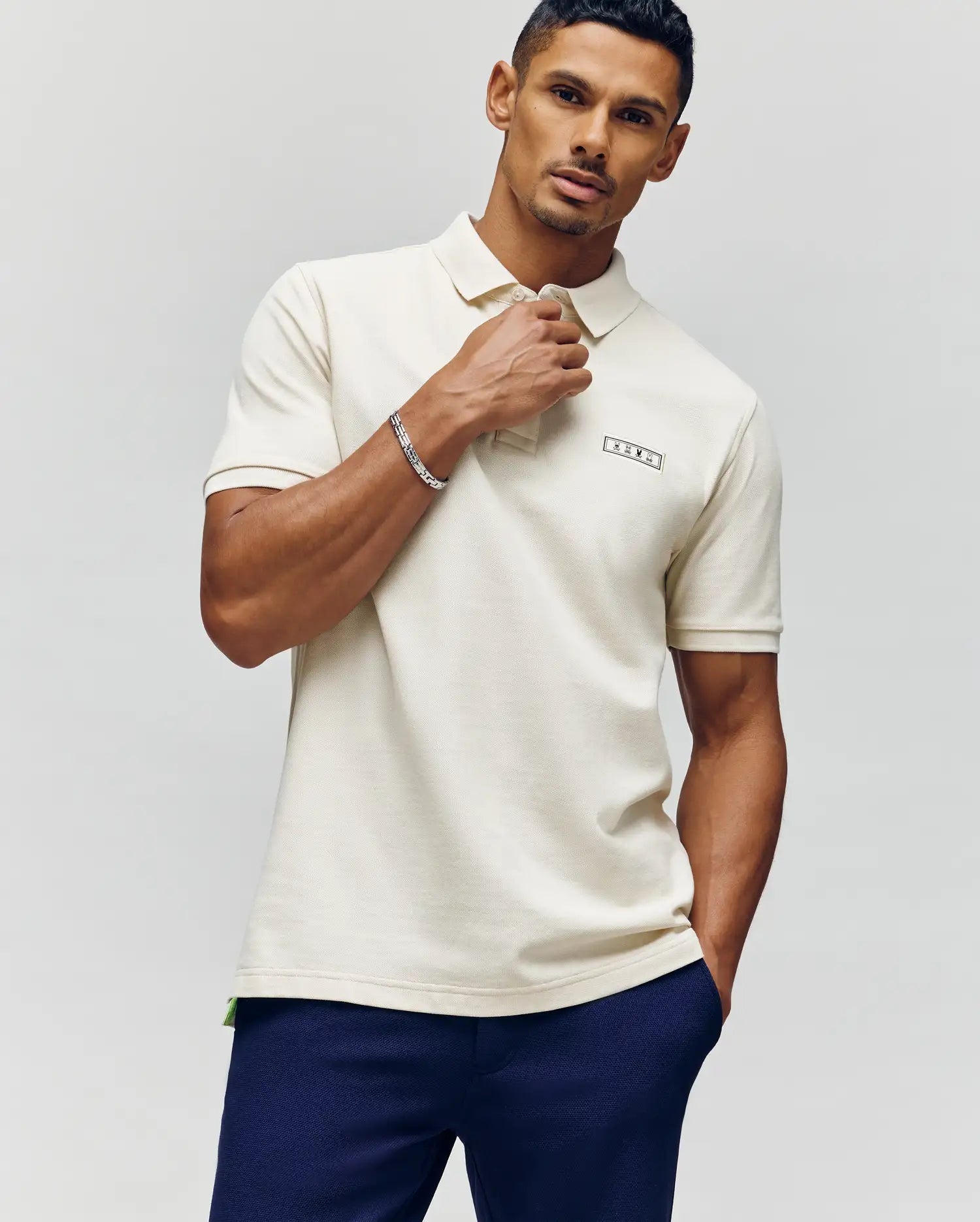 Mens Pique Polo - White Cap Gray