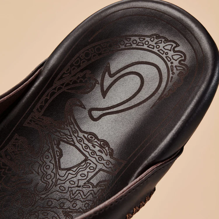 Mea Ola Men’s Leather Beach Sandals - Dark Java