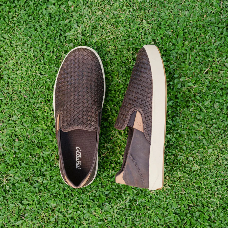 Lae'ahi Lauhala Men’s Woven Leather Shoes - Dark Java