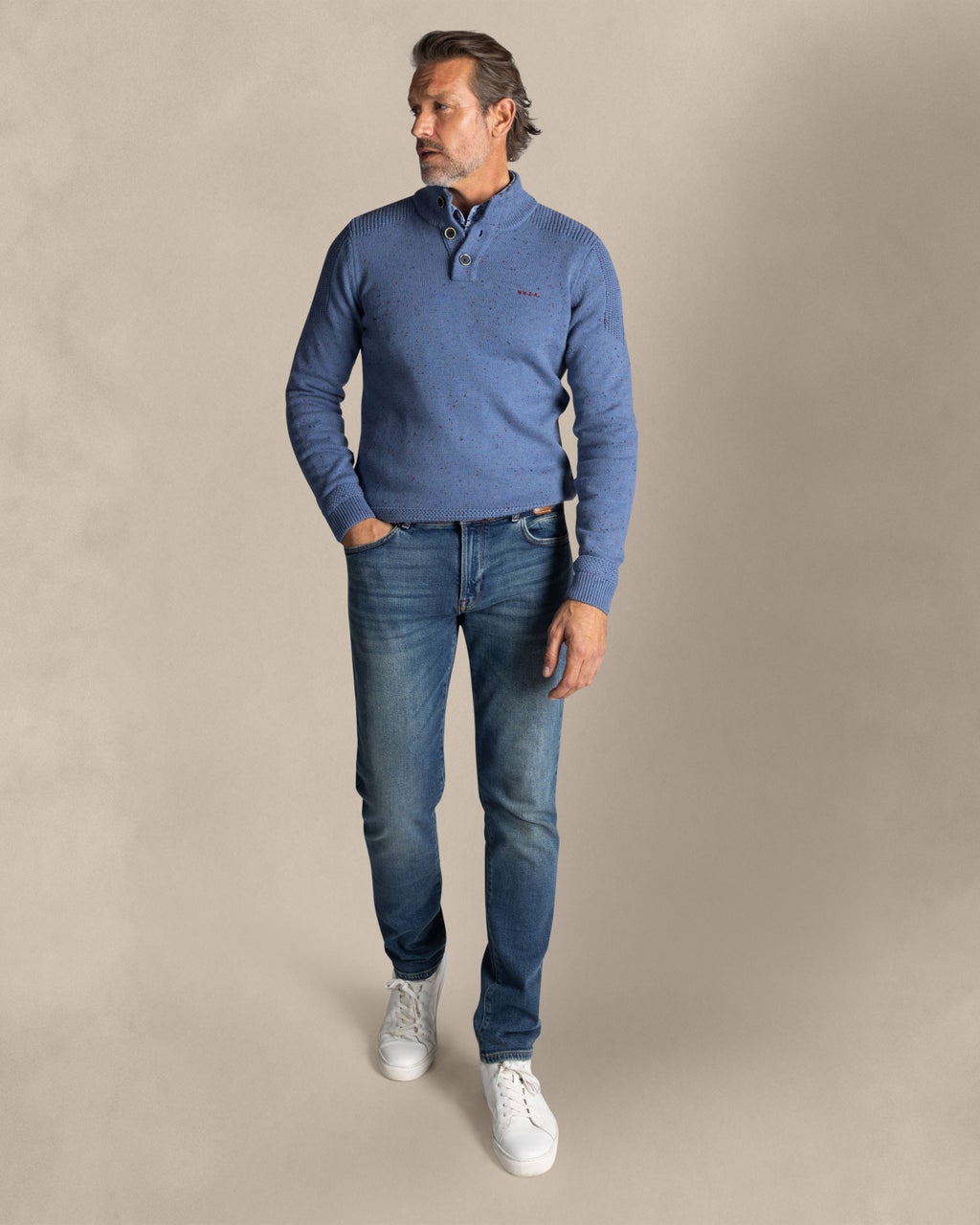 HALF-BUTTON PULLOVER - BLUE