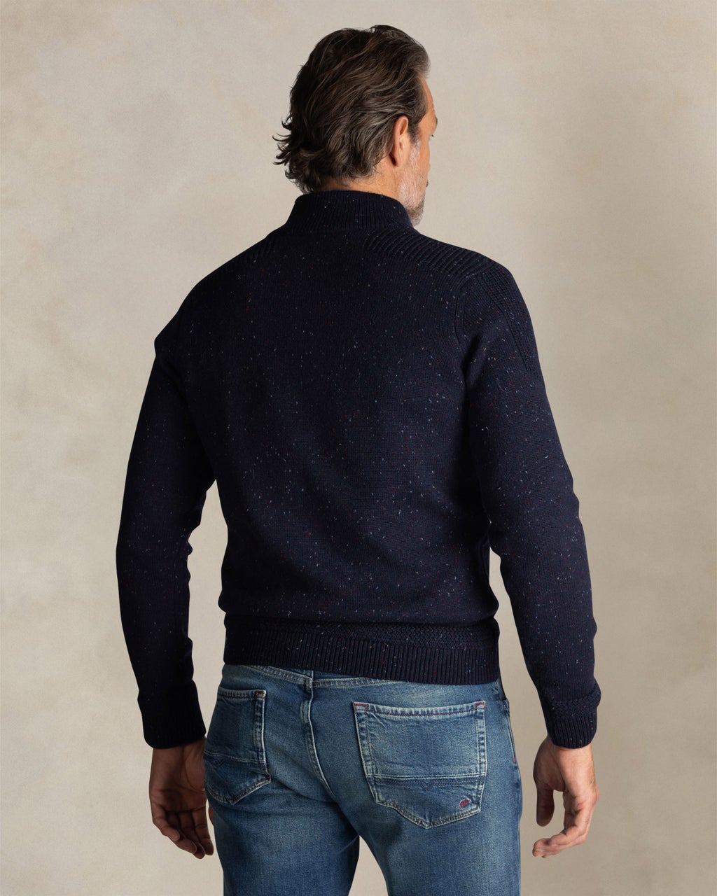 HALF-BUTTON SWEATER - NAVY MELANGE