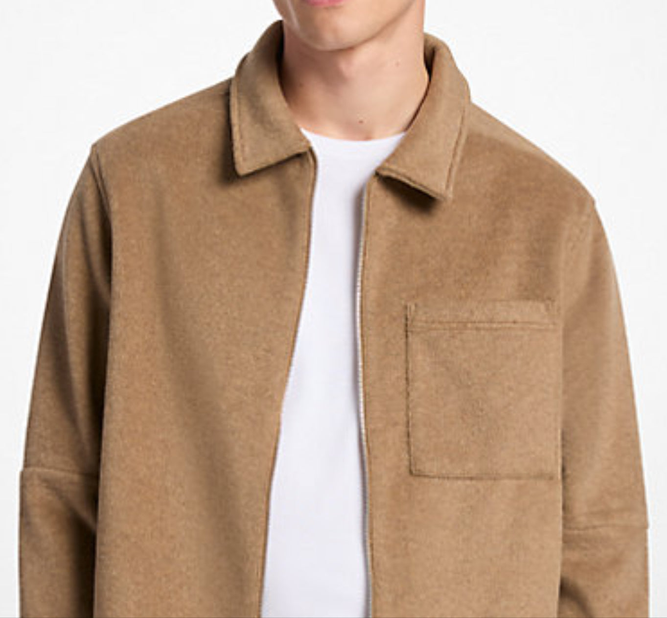 MENS Double-Knit Flannel Jacket - DARK CAMEL MELANGE