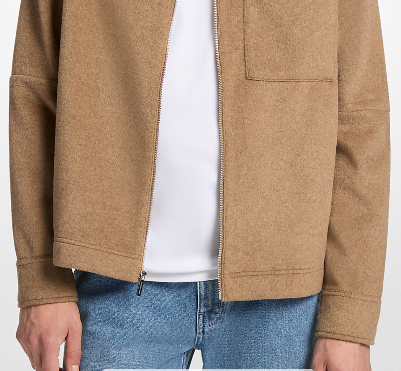 MENS Double-Knit Flannel Jacket - DARK CAMEL MELANGE