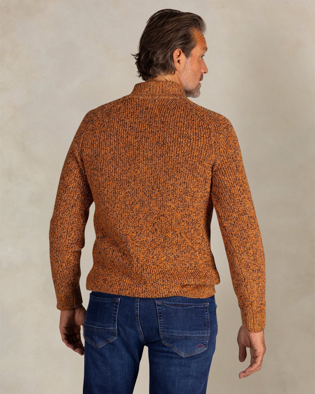 COTTON HALF ZIP KNIT - ORANGE