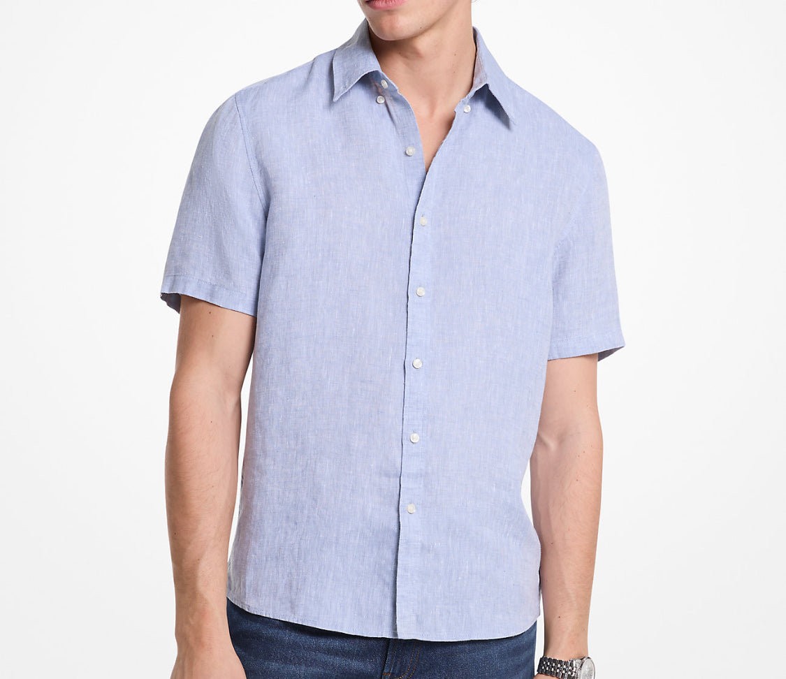 Slim-Fit Linen Shirt - Blue