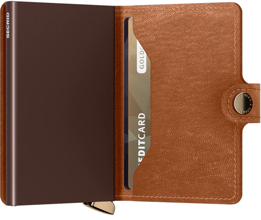 Premium Miniwallet Emboss Lines Cognac