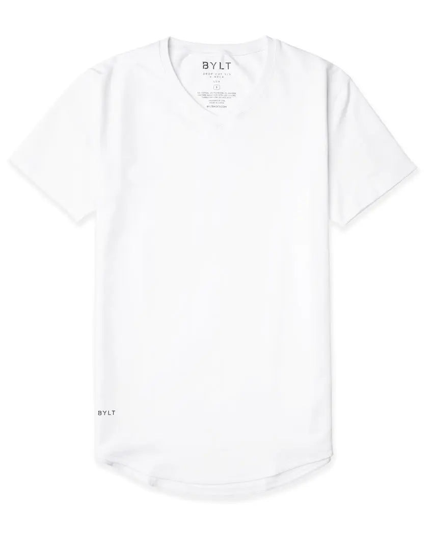 Drop-Cut V-Neck: LUX - White