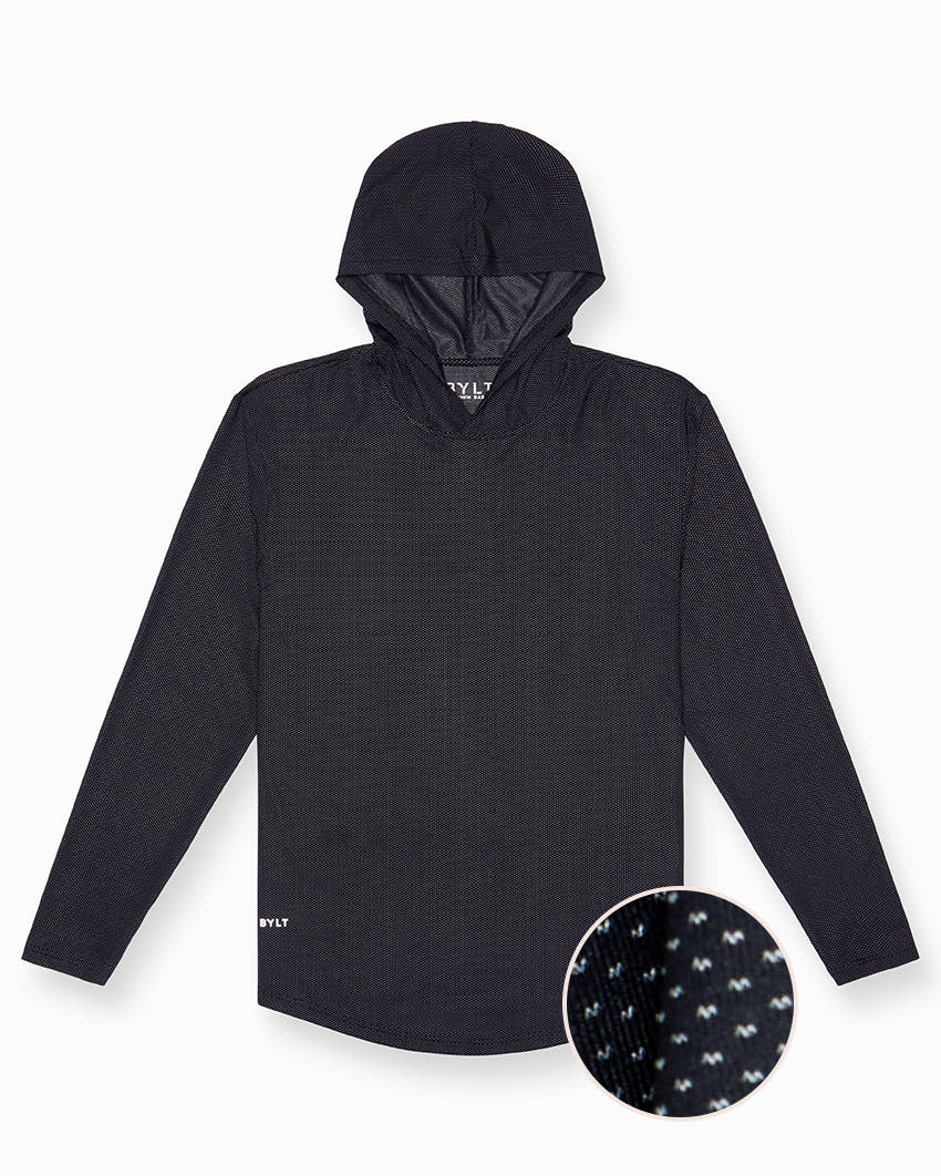 Pulse Pullover Drop-Cut Hoodie - Black