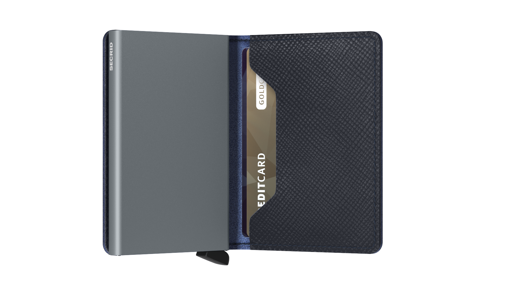 Slimwallet Saffiano Navy Blue RFID Secure