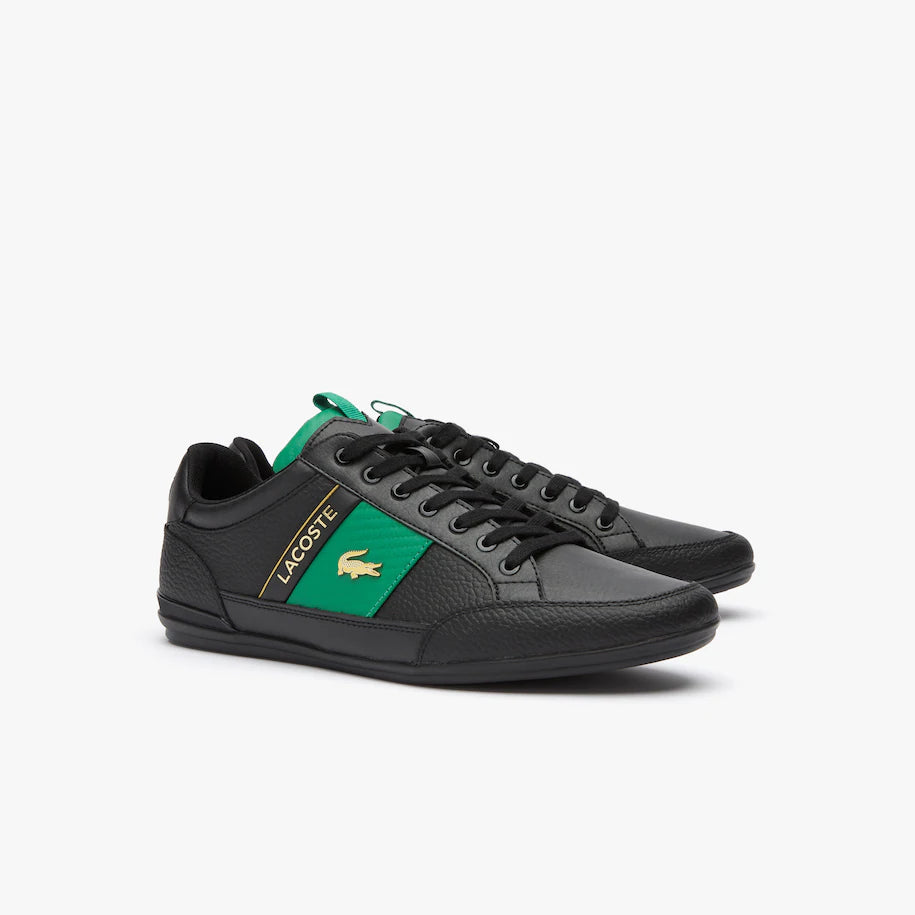 Chaymon Leather and Carbon Fibre Black/Green Sneakers