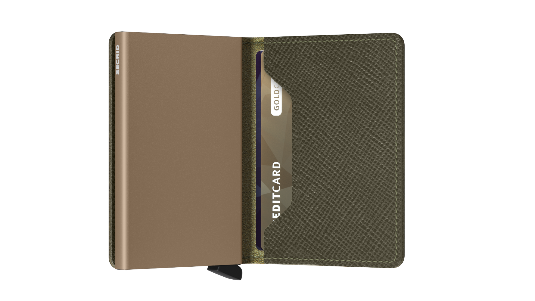 Slimwallet Saffiano Olive Green RFID Secure
