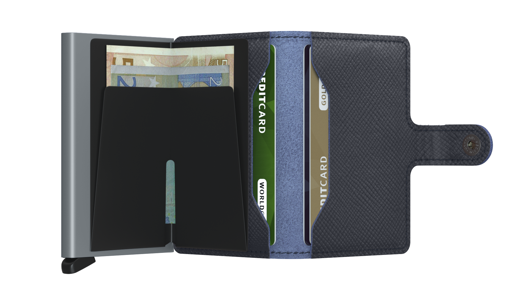 Miniwallet Saffiano Navy Blue RFID Secure