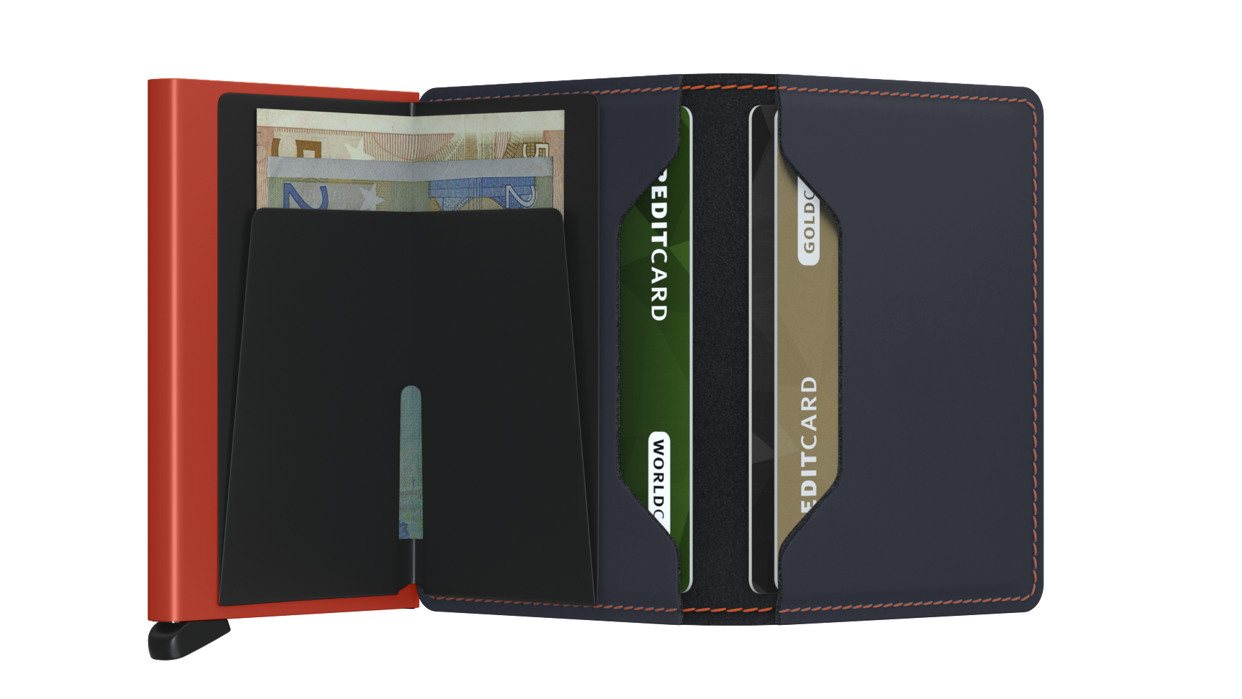 Slimwallet Matte Nightblue/Orange RFID Secure