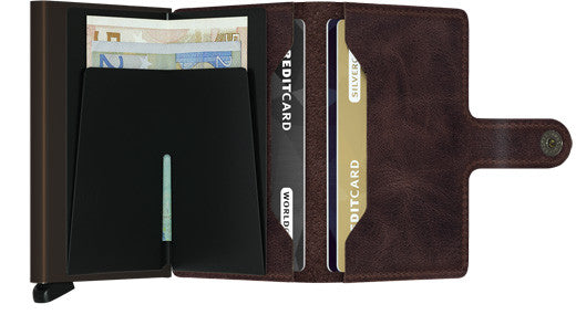 Miniwallet Vintage Chocolate RFID Secure
